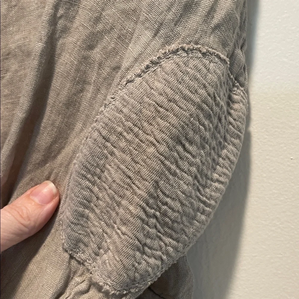 NT by Amati Open Frayed Edge Taupe Linen Shirt Jacket  NWT Italian Lightweight